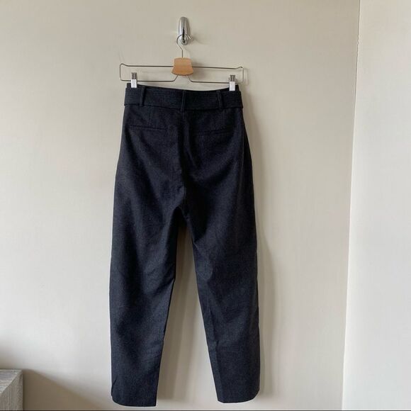 Aritzia-Wilfred Dark Grey Wool Blend Tie Front Ankle Pants (Size:4) - Picture 4 of 13